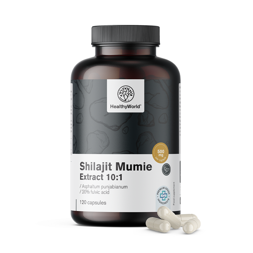 Shilajit Mumie 10:1 em cápsulas