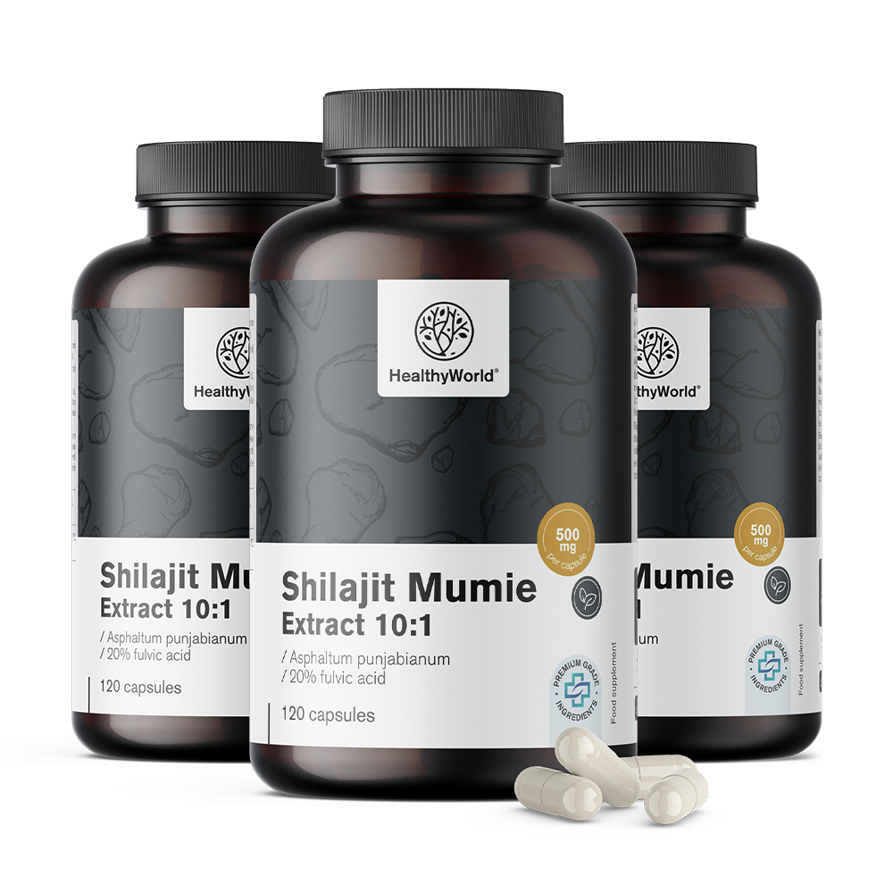 Shilajit Mumie 10:1 em cápsulas