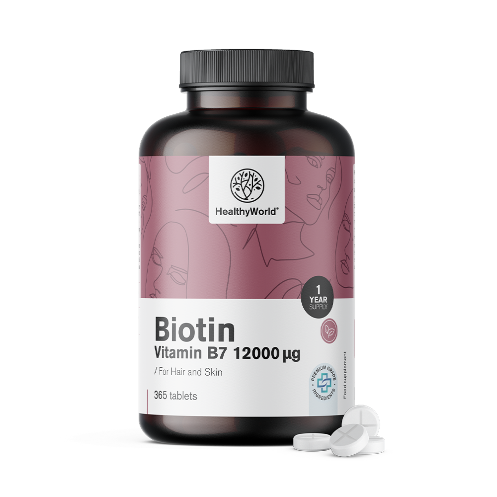 Biotin 12000 µg em comprimidos.
