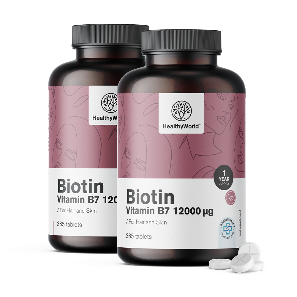 Biotin 12000 µg em comprimidos.