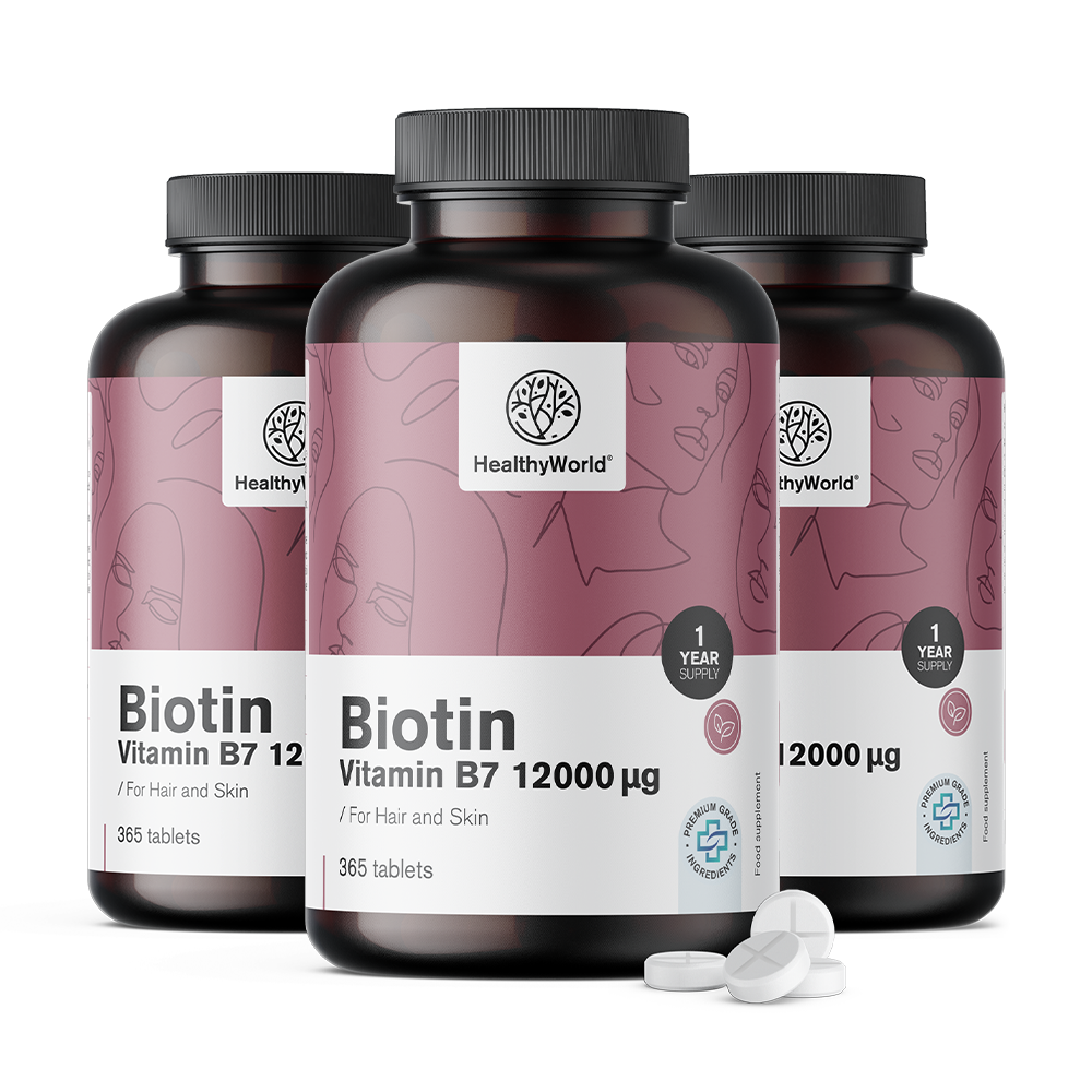Biotin 12000 µg em comprimidos.