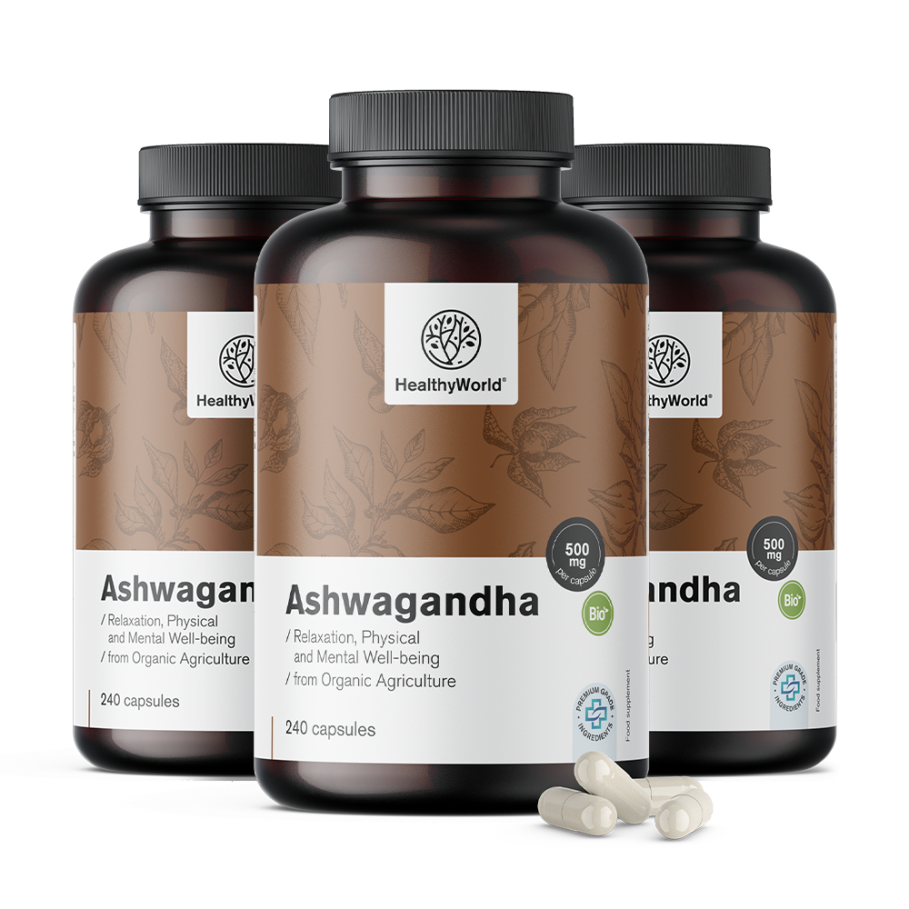 Ashwagandha 500 mg em cápsulas.