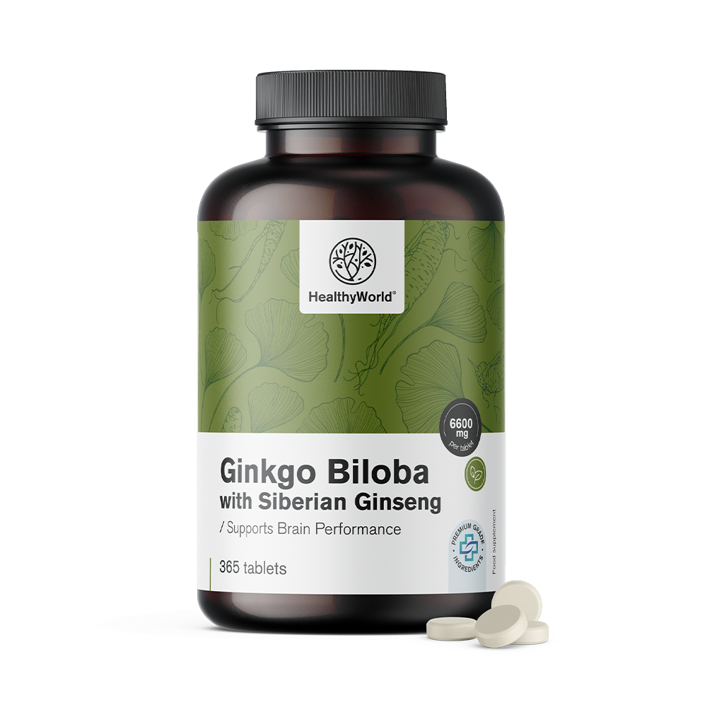 Ginkgo biloba com ginseng siberiano em comprimidos