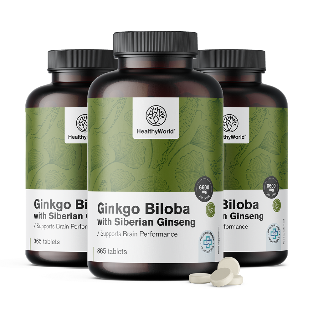 Ginkgo biloba com ginseng siberiano em comprimidos