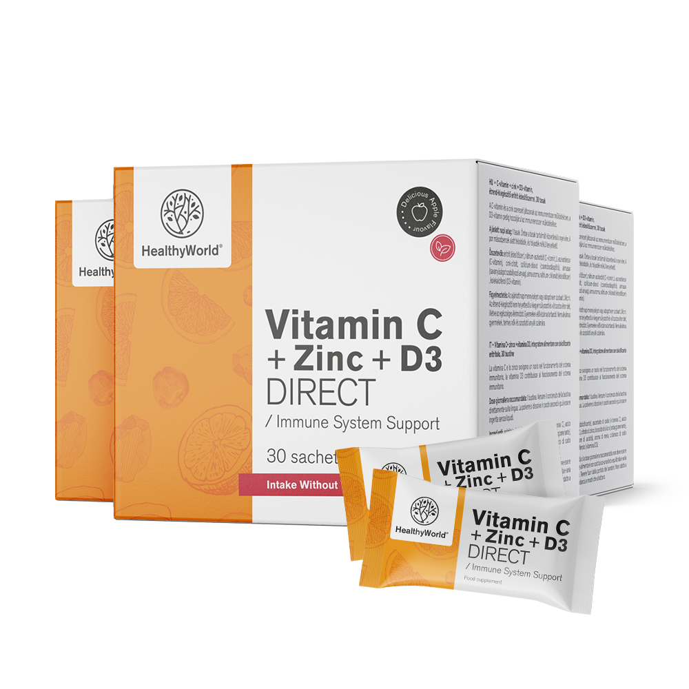 Vitamina C 500 + Zinco + D3 DIRECT com sabor de maçã