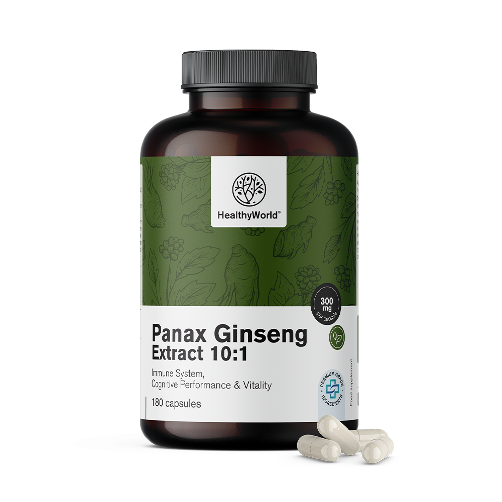 Panax Ginseng 300 mg – extrato de ginseng 10:1 em cápsulas