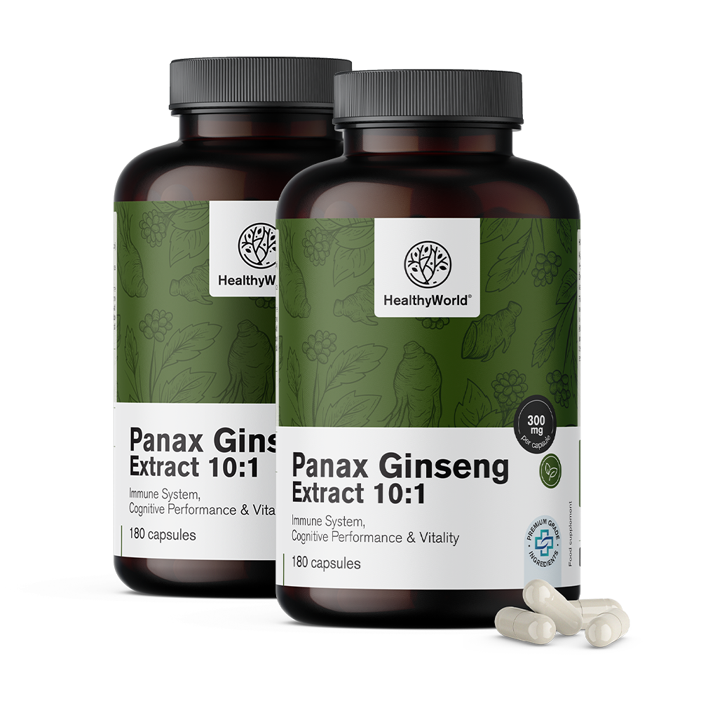 Panax Ginseng 300 mg – extrato de ginseng 10:1 em cápsulas