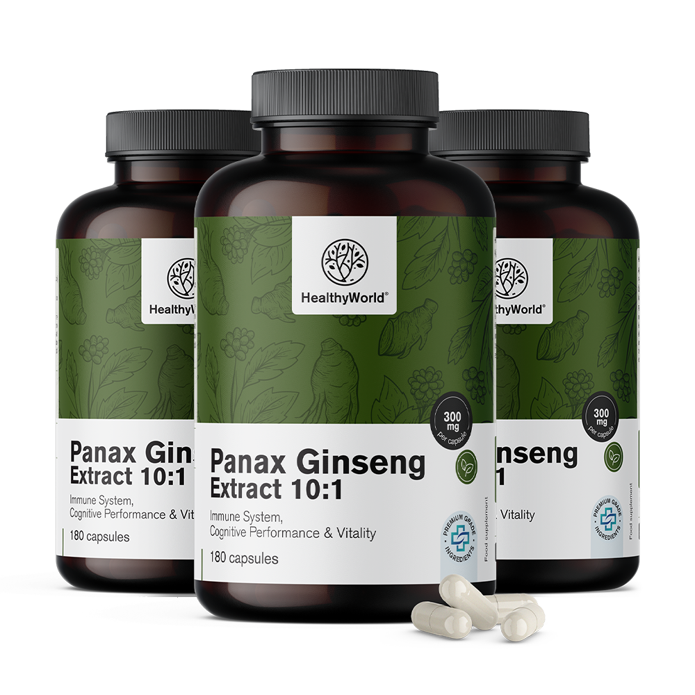 Panax Ginseng 300 mg – extrato de ginseng 10:1 em cápsulas