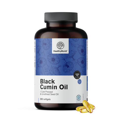 Óleo de cominho preto 1000 mg, 360 cápsulas moles