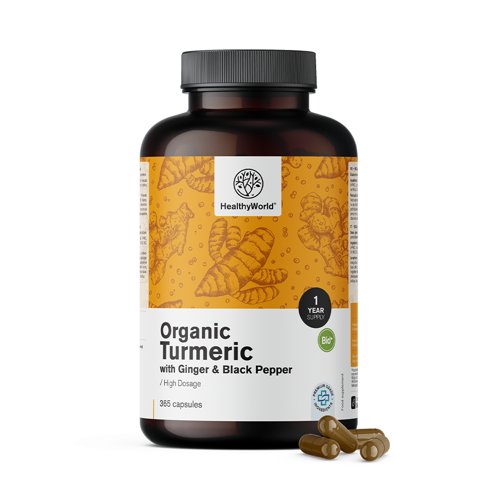 Curcuma BIO 480 mg – com gengibre e pimenta preta