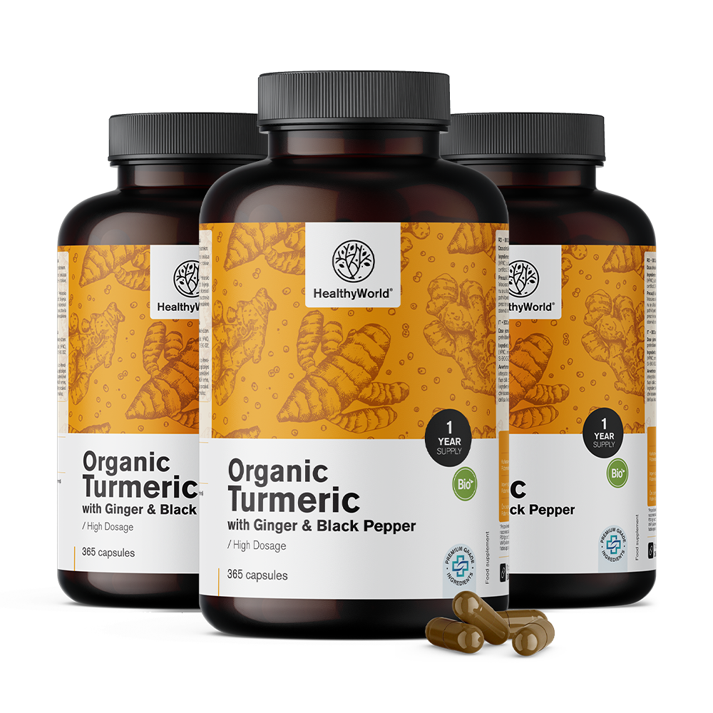Curcuma BIO 480 mg – com gengibre e pimenta preta