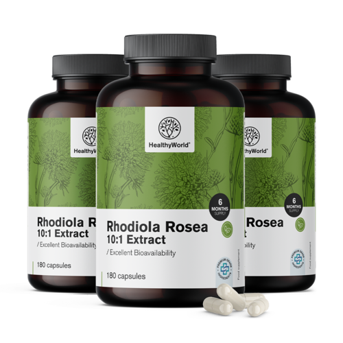 3x Raiz de Rhodiola 8000 mg, total de 540 cápsulas