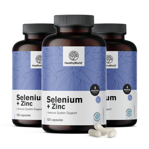 3x Selénio + zinco, total de 360 cápsulas