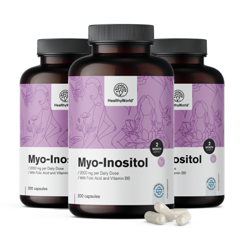 3x Mio-inositol 2000 mg, total de 600 cápsulas