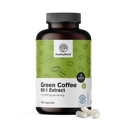 Café verde 21.000 mg - extrato 50:1, 180 cápsulas