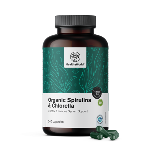 Espirulina e chlorella 1740 mg, 240 cápsulas