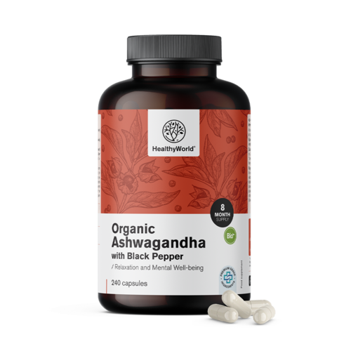 BIO Ashwagandha com pimenta preta, 240 cápsulas