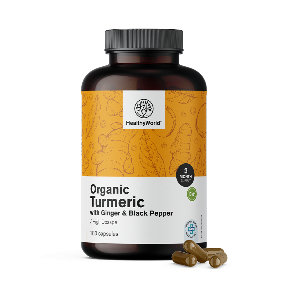 BIO Cúrcuma 1440 mg - com gengibre e pimenta preta.