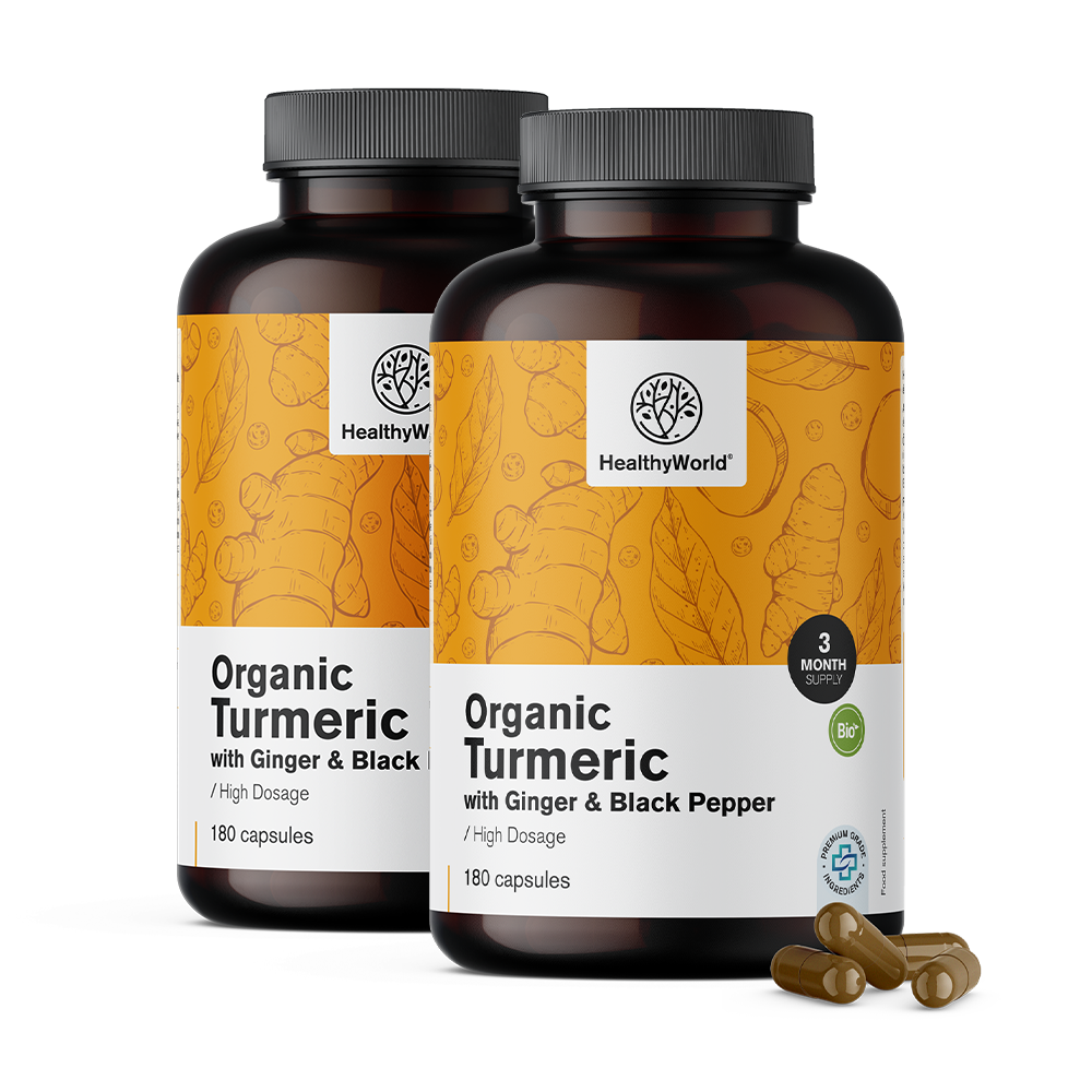 BIO Cúrcuma 1440 mg - com gengibre e pimenta preta.