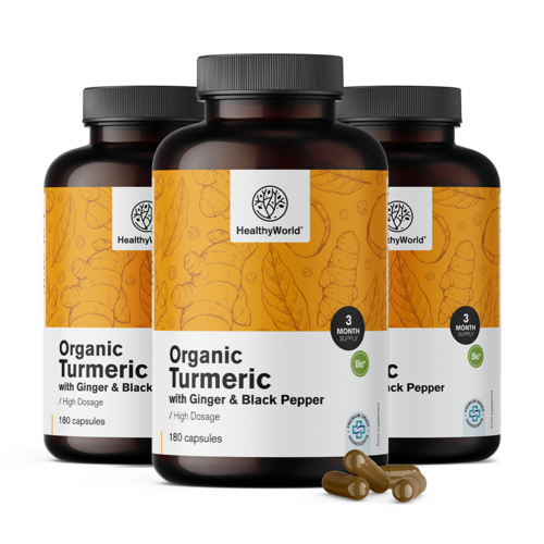 3x BIO Curcuma 1440 mg - com gengibre e pimenta preta, total de 540 cápsulas