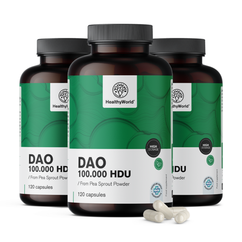 3x DAO Diamina Oxidase 100.000 HDU, total de 360 cápsulas