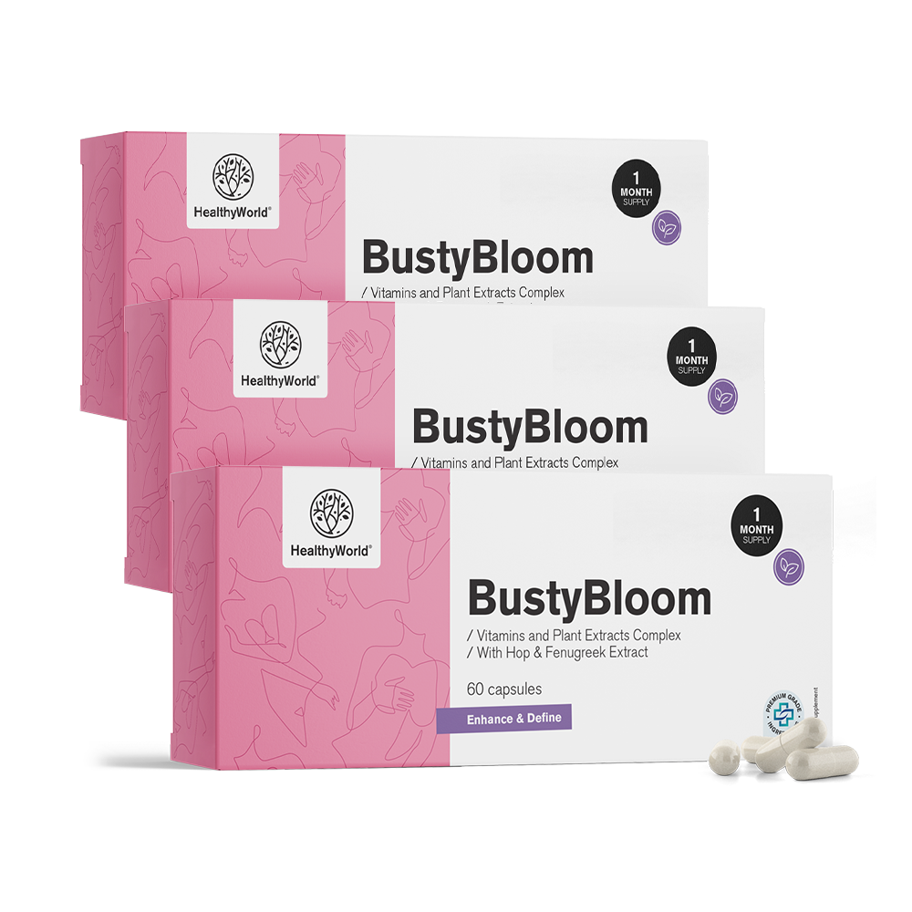 BustyBloom - complexo de vitaminas e extratos de plantas.