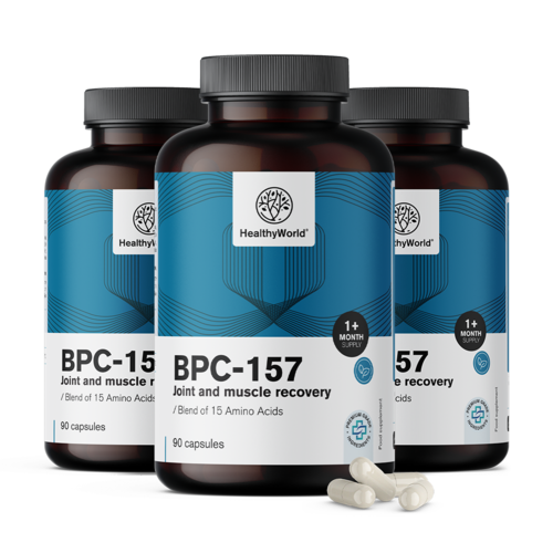 3x BPC-157 – regeneração muscular e articular, total de 270 cápsulas